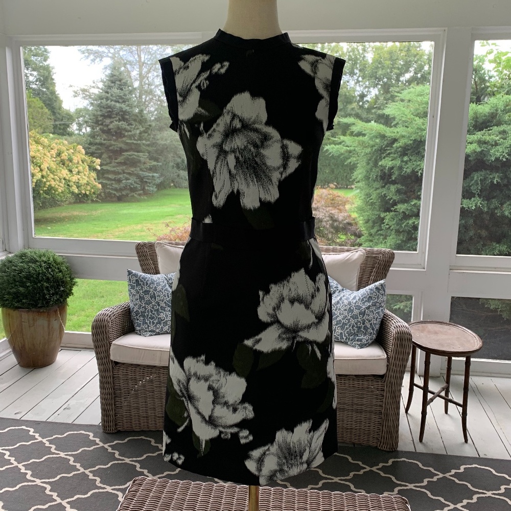 Lanvin Winter 2013 Noir Floral Silk Fitted Dress